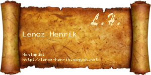 Lencz Henrik névjegykártya